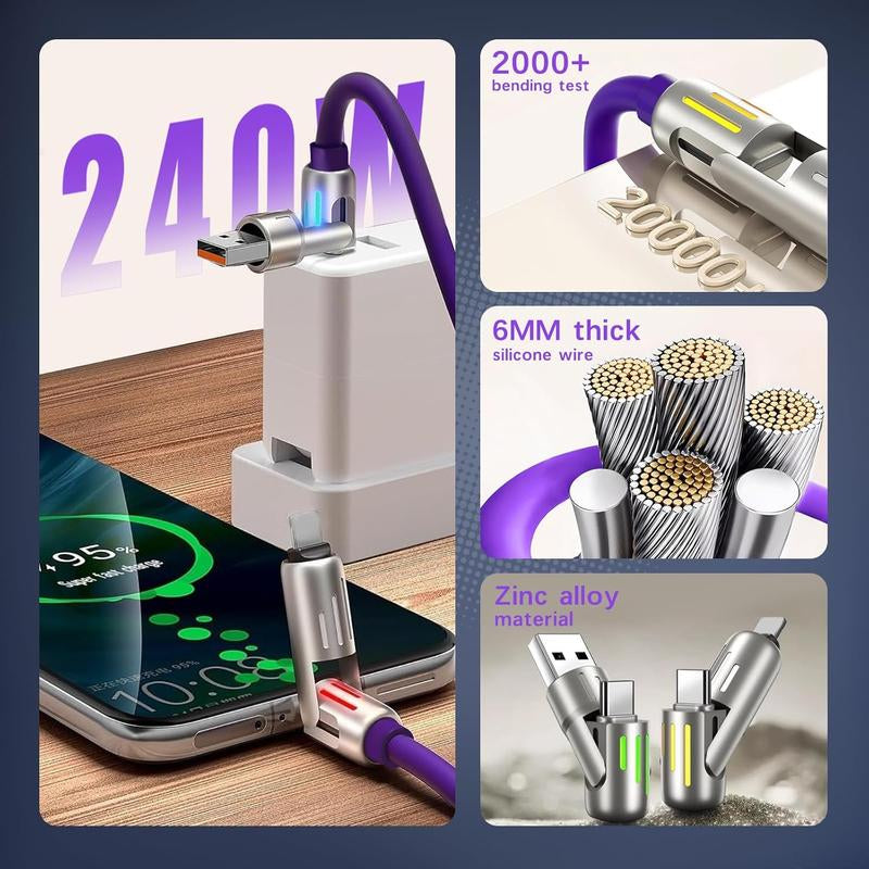 MAX 240W Fast Charging Cable - 4-In-1 Multi USB Charger - Universal