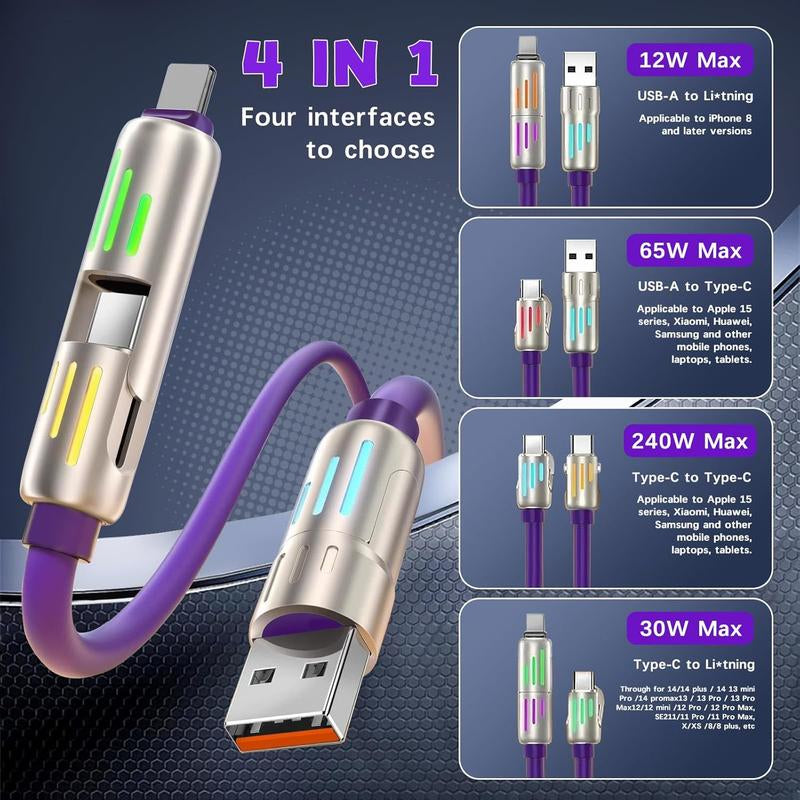 MAX 240W Fast Charging Cable - 4-In-1 Multi USB Charger - Universal